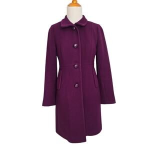 J Crew Carlin Coat Double Cloth Wool Thinsulate Purple Old Money Women 4P